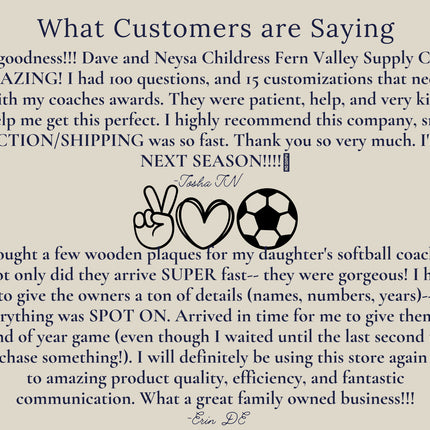 Soccer Coach Personalized Award | Custom Team Thank You Wood Plaque