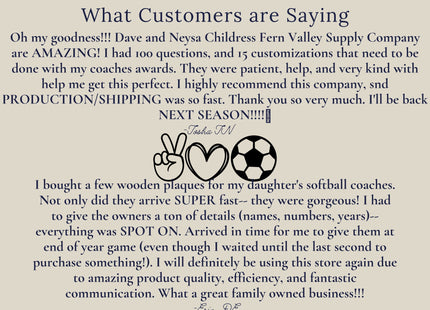 Soccer Coach Personalized Award | Custom Team Thank You Wood Plaque