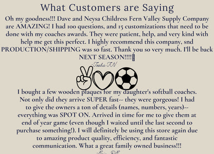 Soccer Coach Personalized Award | Custom Team Thank You Wood Plaque