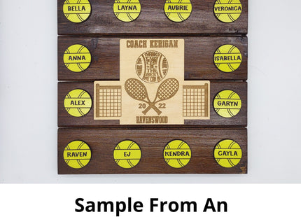 Tennis Coach Personalized Award | Custom Team Thank You Wood Plaque