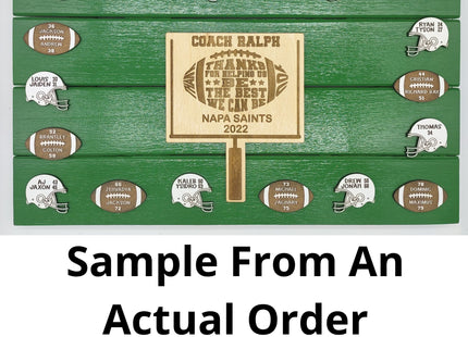 Football Coach Personalized Award | Custom Team Thank You Wood Plaque
