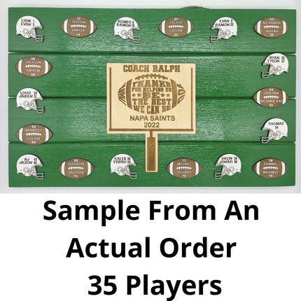 Football Coach Personalized Award | Custom Team Thank You Wood Plaque