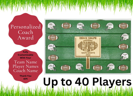 Football Coach Personalized Award | Custom Team Thank You Wood Plaque