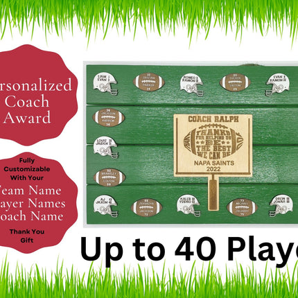 Football Coach Personalized Award | Custom Team Thank You Wood Plaque