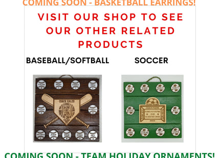 Custom Baseball Earrings With Number | Hand Painted Wood Team Earrings