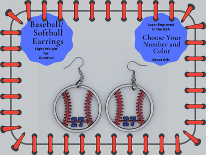 Custom hand painted earrings in a baseball design. Choose your players number and team colors. Makes a great gift.