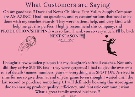 Volleyball Coach Personalized Award | Custom Team Thank You Wood Plaque