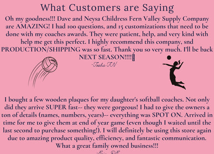 Volleyball Coach Personalized Award | Custom Team Thank You Wood Plaque