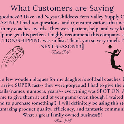 Volleyball Coach Personalized Award | Custom Team Thank You Wood Plaque