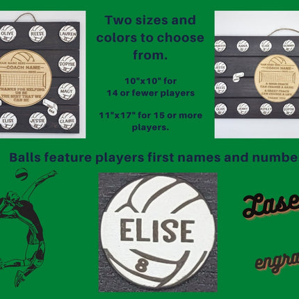 Volleyball Coach Personalized Award | Custom Team Thank You Wood Plaque