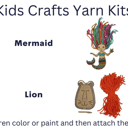 Mermaid Yarn Kit, Lion Yarn Kit, Kids Craft Kit