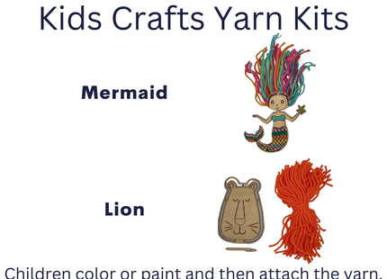 DIY Mermaid or Lion Yarn Craft Kit: Kids Art Activity, Handmade in USA