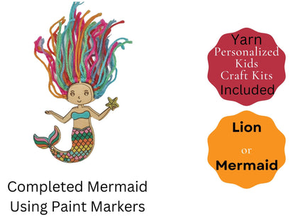 DIY Mermaid or Lion Yarn Craft Kit: Kids Art Activity, Handmade in USA