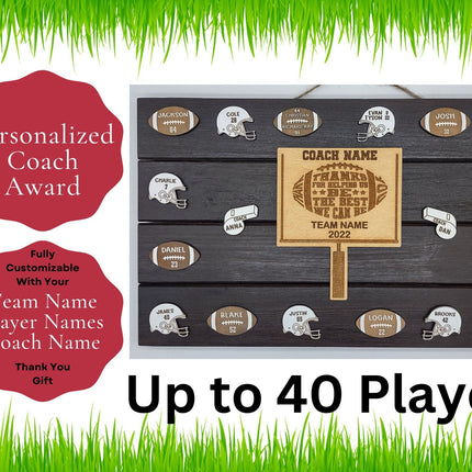 Football Coach Personalized Award | Custom Team Thank You Wood Plaque