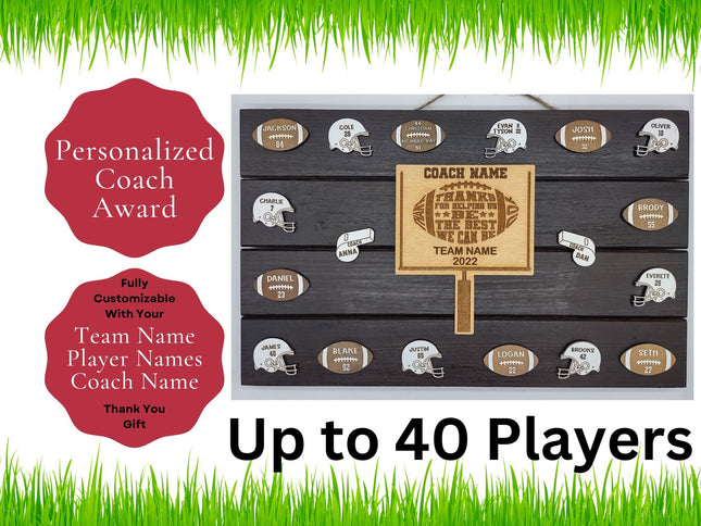 Football Coach Personalized Award | Custom Team Thank You Wood Plaque