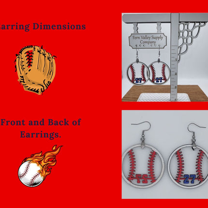 Personalized Baseball Earrings: Custom Team Number & Colors