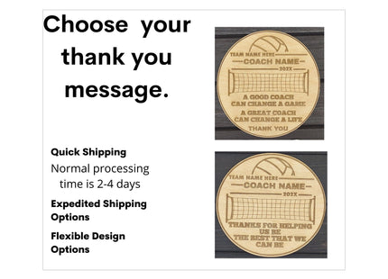 Volleyball Coach Personalized Award | Custom Team Thank You Wood Plaque