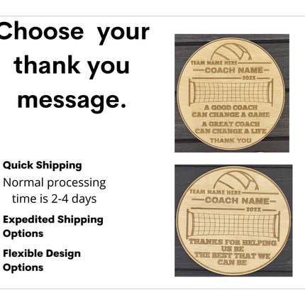 Volleyball Coach Personalized Award | Custom Team Thank You Wood Plaque