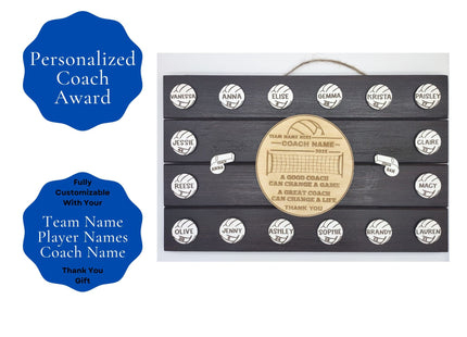 Volleyball Coach Personalized Award | Custom Team Thank You Wood Plaque