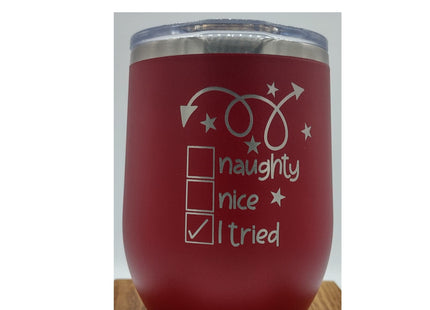 Christmas Wine Tumbler | Holiday Wine Tumbler | Personalized Christmas Tumbler | Meet Me Under the Mistletoe | Naughty or Nice Wine Tumbler