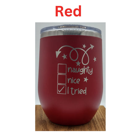 Christmas Wine Tumbler | Holiday Wine Tumbler | Personalized Christmas Tumbler | Meet Me Under the Mistletoe | Naughty or Nice Wine Tumbler