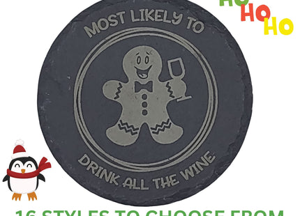 Slate Gingerbread Man Coaster | Gingerbread Woman Coaster | Personalized Drink Coaster | Holiday Beverage Coaster | Christmas Drink Coaster