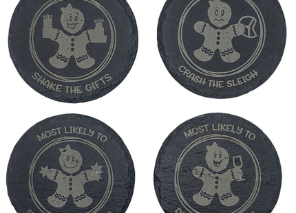 Slate Gingerbread Man Coaster | Gingerbread Woman Coaster | Personalized Drink Coaster | Holiday Beverage Coaster | Christmas Drink Coaster