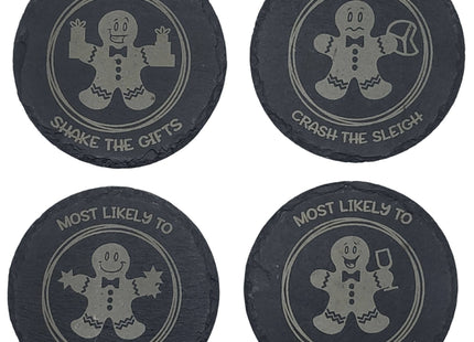 Slate Gingerbread Man Coaster | Gingerbread Woman Coaster | Personalized Drink Coaster | Holiday Beverage Coaster | Christmas Drink Coaster