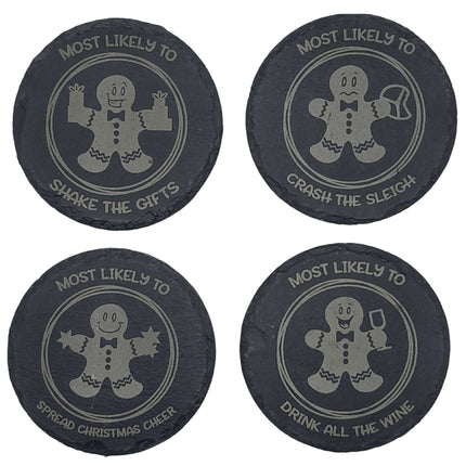 Slate Gingerbread Man Coaster | Gingerbread Woman Coaster | Personalized Drink Coaster | Holiday Beverage Coaster | Christmas Drink Coaster