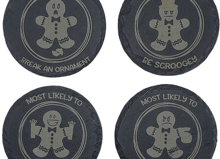 Slate Gingerbread Man Coaster | Gingerbread Woman Coaster | Personalized Drink Coaster | Holiday Beverage Coaster | Christmas Drink Coaster