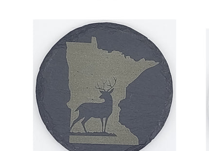 Minnesota Sportsman Coasters | Round Slate Drink Coasters | Minnesota Outdoors Gift | Minnesota Fishing and Hunting Coasters