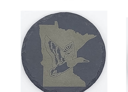 Minnesota Sportsman Coasters | Round Slate Drink Coasters | Minnesota Outdoors Gift | Minnesota Fishing and Hunting Coasters