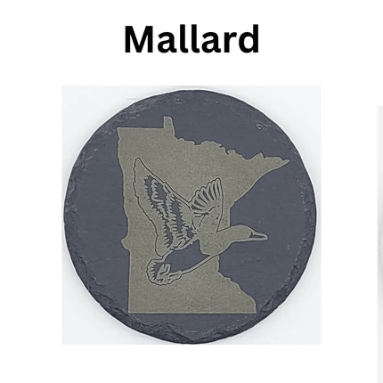 Minnesota Sportsman Coasters | Round Slate Drink Coasters | Minnesota Outdoors Gift | Minnesota Fishing and Hunting Coasters