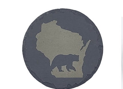 Wisconsin Sportsman Coasters | Round Slate Drink Coasters | Wisconsin Outdoors Gift | Wisconsin Fishing and Hunting Coasters