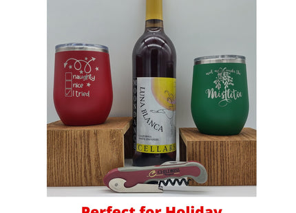 Christmas Wine Tumbler | Holiday Wine Tumbler | Personalized Christmas Tumbler | Meet Me Under the Mistletoe | Naughty or Nice Wine Tumbler