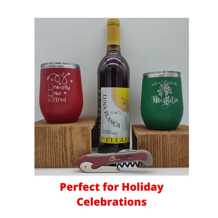 Christmas Wine Tumbler | Holiday Wine Tumbler | Personalized Christmas Tumbler | Meet Me Under the Mistletoe | Naughty or Nice Wine Tumbler