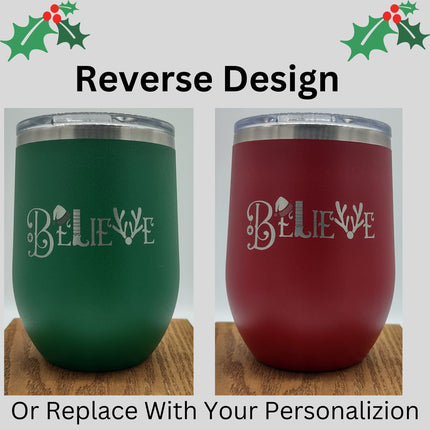 Christmas Wine Tumbler | Holiday Wine Tumbler | Personalized Christmas Tumbler | Meet Me Under the Mistletoe | Naughty or Nice Wine Tumbler