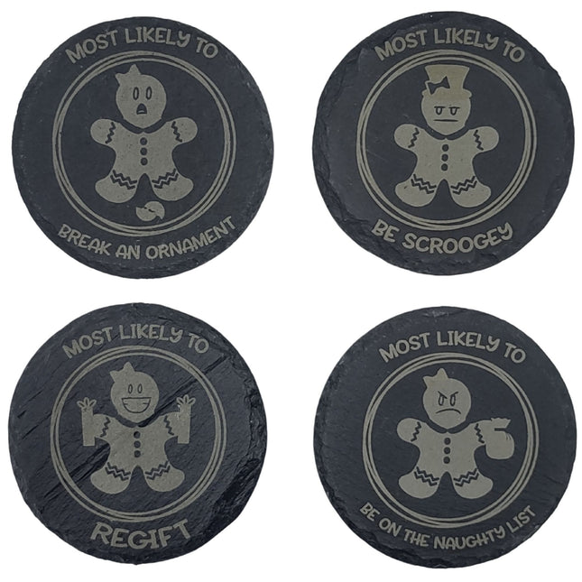 Slate Gingerbread Man Coaster | Gingerbread Woman Coaster | Personalized Drink Coaster | Holiday Beverage Coaster | Christmas Drink Coaster