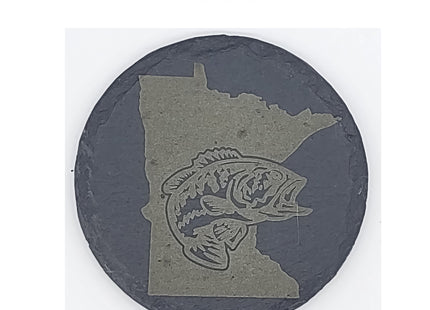 Minnesota Sportsman Coasters | Round Slate Drink Coasters | Minnesota Outdoors Gift | Minnesota Fishing and Hunting Coasters