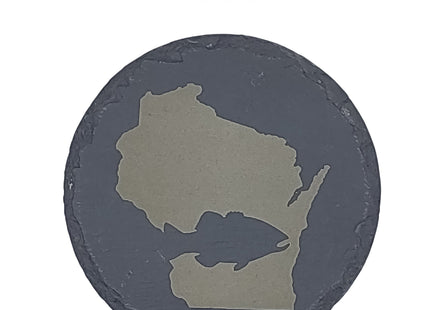 Wisconsin Sportsman Coasters | Round Slate Drink Coasters | Wisconsin Outdoors Gift | Wisconsin Fishing and Hunting Coasters