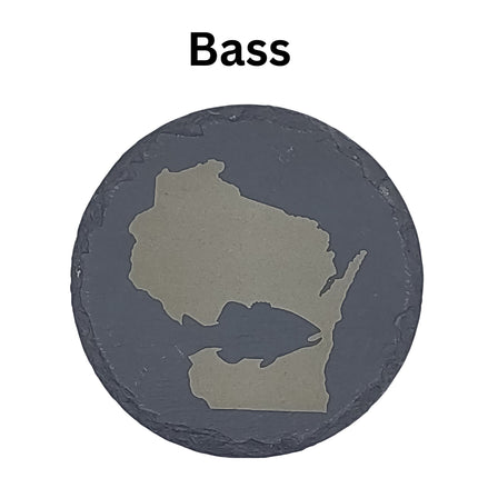 Wisconsin Sportsman Coasters | Round Slate Drink Coasters | Wisconsin Outdoors Gift | Wisconsin Fishing and Hunting Coasters