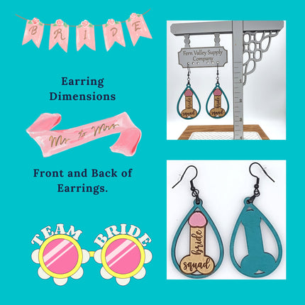 Bride Squad Earrings: Hand-Painted Baltic Birch Bachelorette Party Jewelry