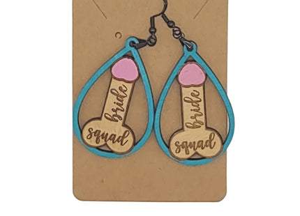 Bride Squad Earrings: Hand-Painted Baltic Birch Bachelorette Party Jewelry