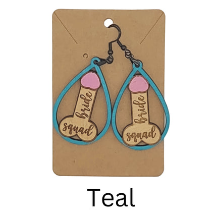 Bride Squad Earrings: Hand-Painted Baltic Birch Bachelorette Party Jewelry