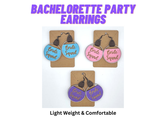 Bachelorette Party Earrings | Hand-Painted Bride Squad Earrings