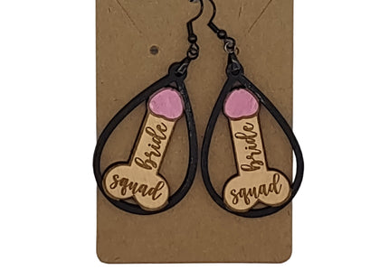 Bride Squad Earrings: Hand-Painted Baltic Birch Bachelorette Party Jewelry