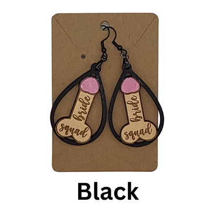 Bride Squad Earrings: Hand-Painted Baltic Birch Bachelorette Party Jewelry