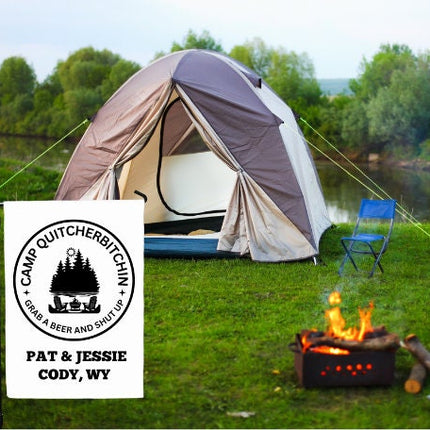 Camp Quitcherbitchin Banner | Personalized Camping Sign | Funny Camper Sign | Campground Banner