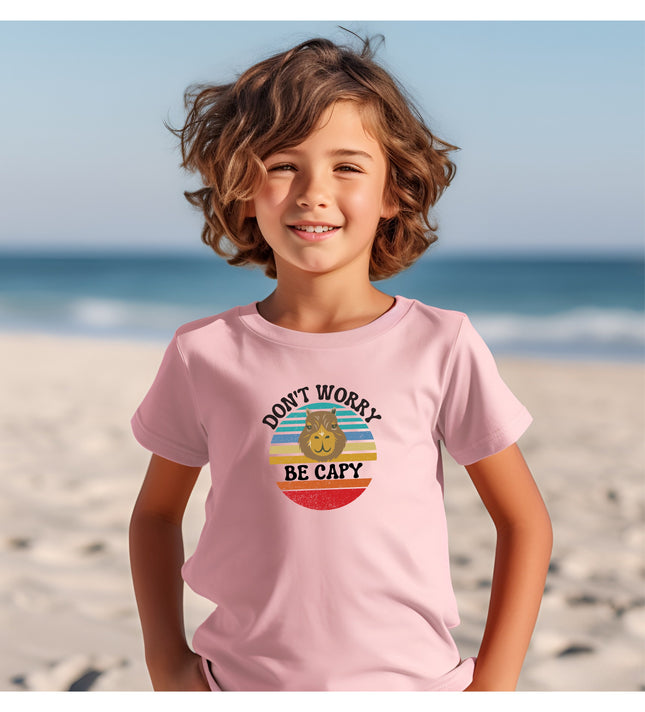 Capybara Kids Tee Shirt | Vintage T Shirt | Animal Lover Gift | Don't Worry Be Capy T-Shirt