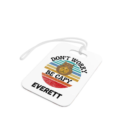 Kids School Backpack Tag | Capybara Schoolbag Label | Back to School Personalized Label | Don't Worry Be Capy | Child Backpack Tag